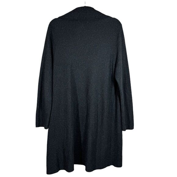 Eileen Fisher Cotton Viscose Linen Blend Long Cardigan Draped Front Marled Large - Picture 5 of 8